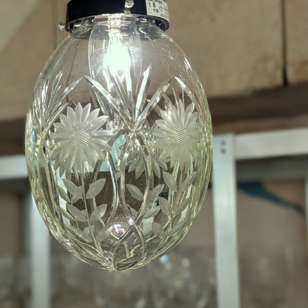 画像3: 限定品　ひまわり切子 タマゴ型ペンダントライト グリーン (3)