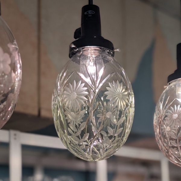 画像5: 限定品　ひまわり切子 タマゴ型ペンダントライト グリーン (5)