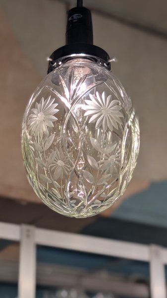 画像4: 限定品　ひまわり切子 タマゴ型ペンダントライト グリーン (4)