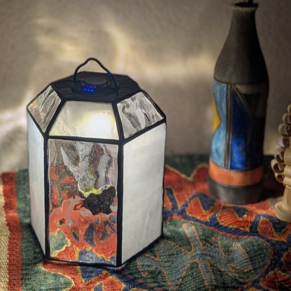 画像1: ステンドグラスランタンシェード bell モノトーン ゴールゼロ用 (1)