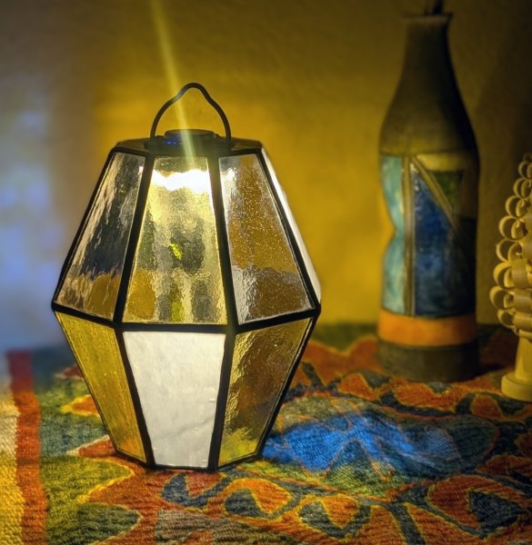 画像2: ステンドグラスランタンシェード  avocado C　ゴールゼロ用 (2)