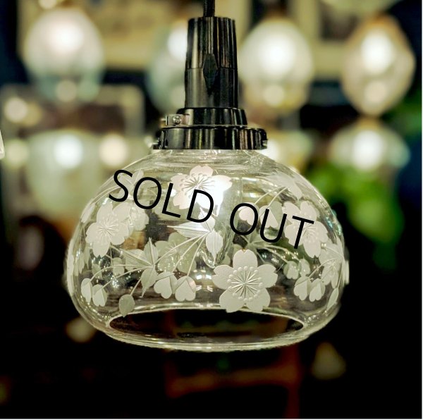 画像1: 桜切子ボンボリ型ペンダントライト　クリア (1)