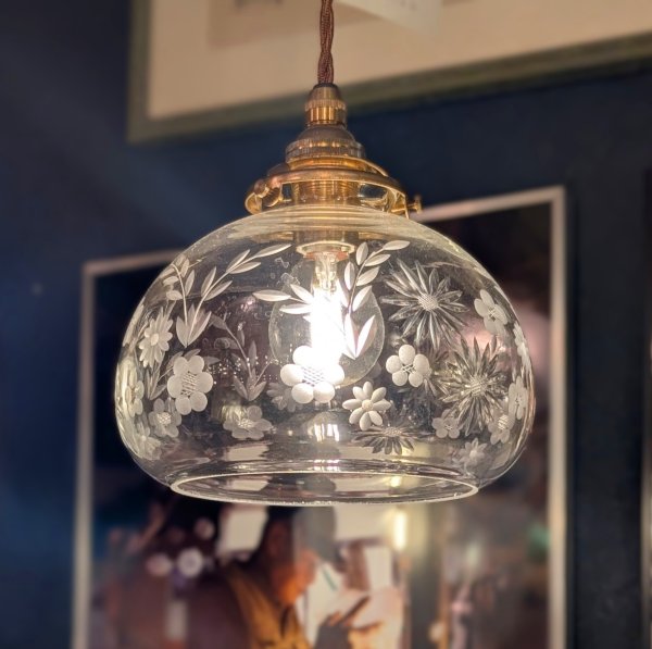 画像2: 盛り花切子ボンボリ型ペンダントライト　クリア (2)