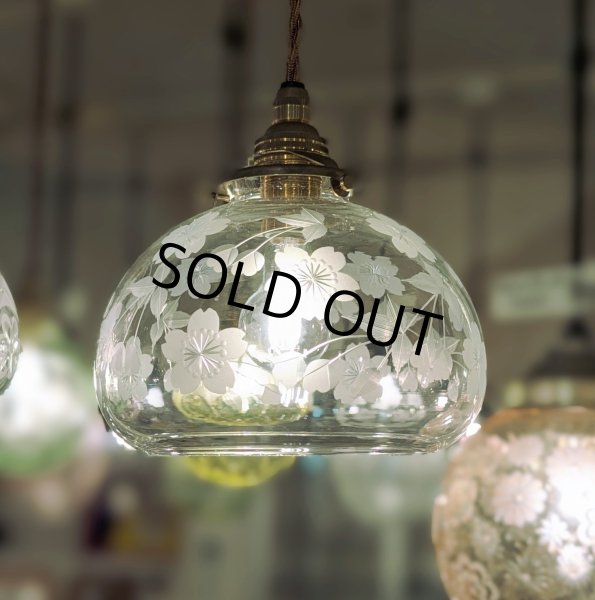 画像2: 桜切子ボンボリ型ペンダントライト　クリア (2)