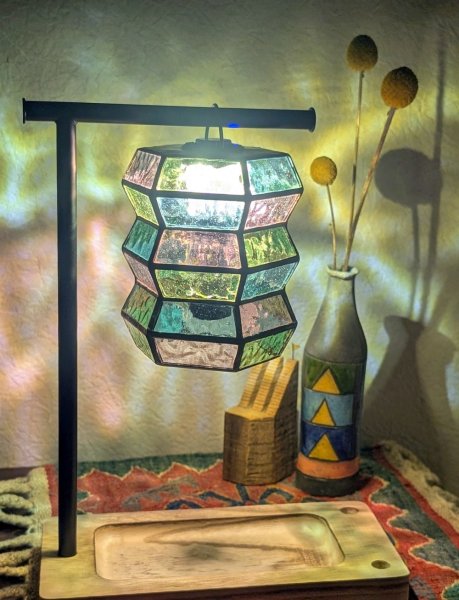 画像5: ステンドグラスランタンシェード アコーディオン アジサイ ゴールゼロ用 (5)