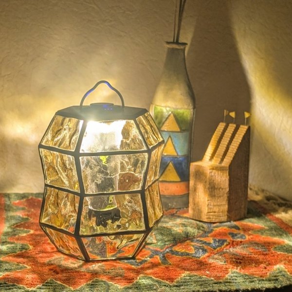 画像1: ステンドグラスランタンシェード peanuts アンバー ゴールゼロ用 (1)