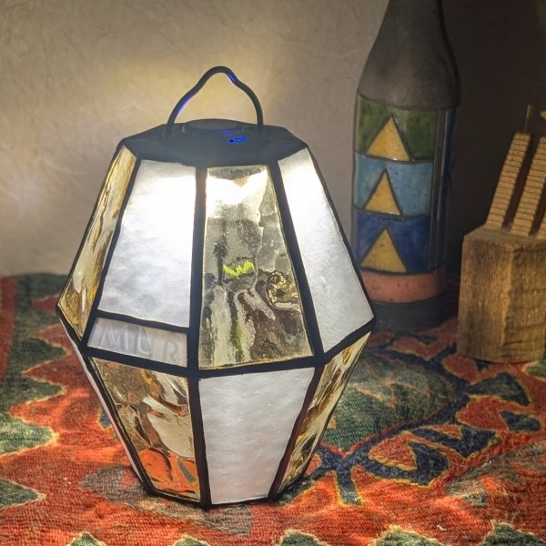 画像1: ステンドグラスランタンシェード  avocado A　ゴールゼロ用 (1)