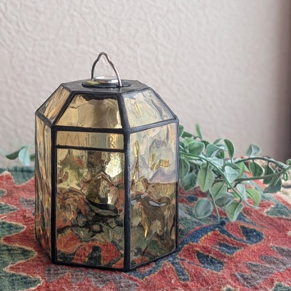 画像5: ステンドグラスランタンシェード bell アンバー ゴールゼロ用 (5)