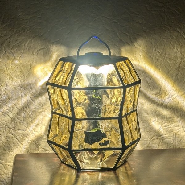 画像2: ステンドグラスランタンシェード peanuts アンバー ゴールゼロ用 (2)