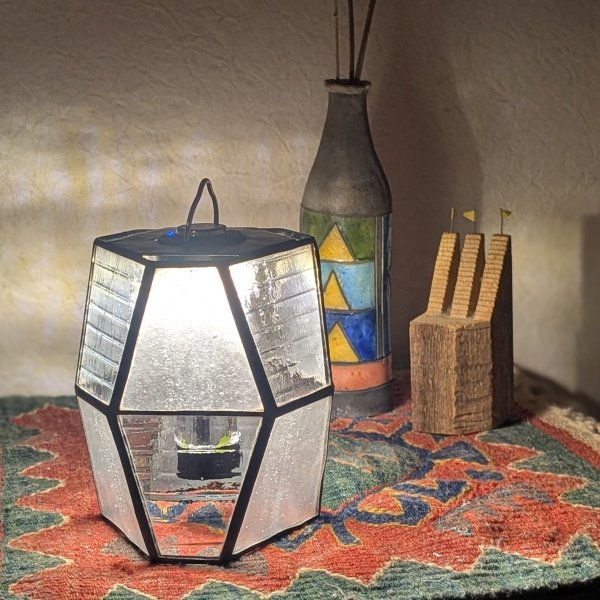 画像1: ステンドグラスランタンシェード  rock モノトーンB　ゴールゼロ用 (1)