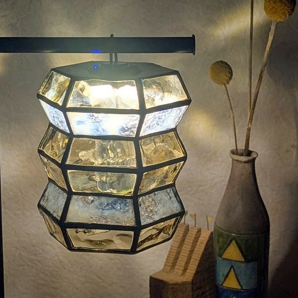 画像4: ステンドグラスランタンシェード アコーディオン アンバー ゴールゼロ用 (4)