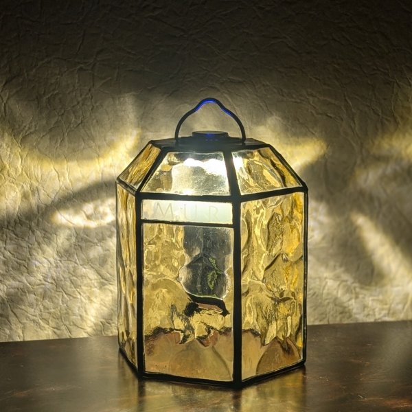 画像2: ステンドグラスランタンシェード bell アンバー ゴールゼロ用 (2)